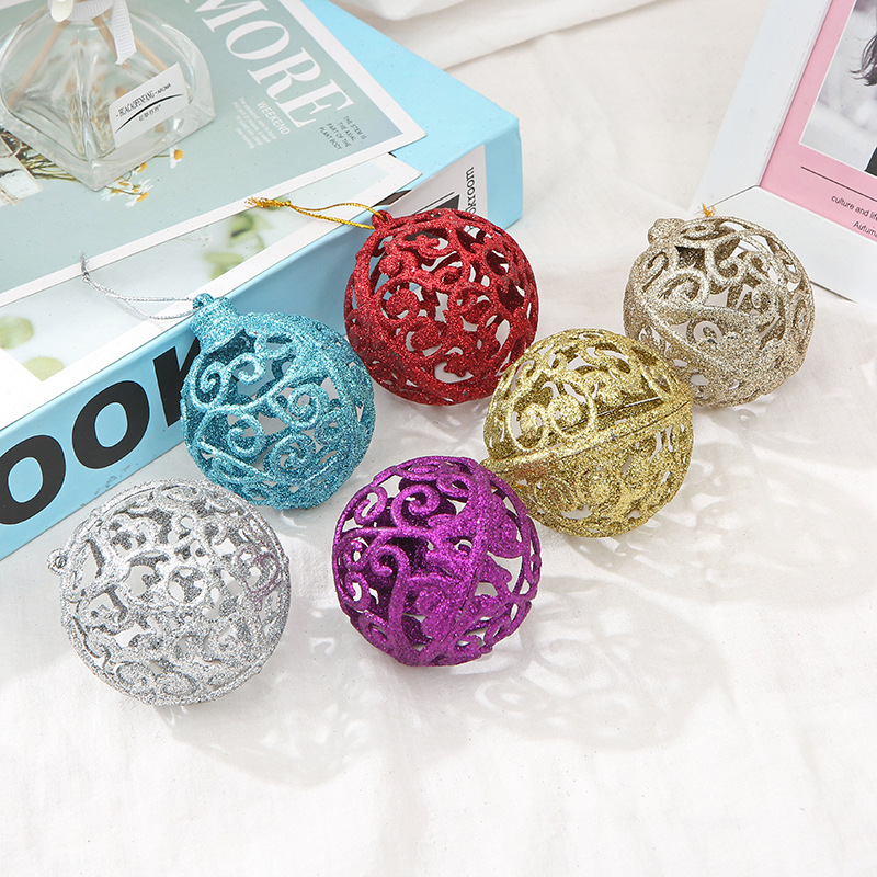 厂家直销圣诞彩球圣诞节装饰品镂空球节日装饰用品创意多色彩球
