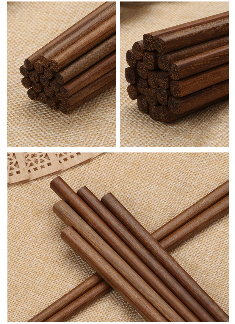 家用木筷子坤甸木筷子原木实木长筷餐具餐厅中式定制logo筷子