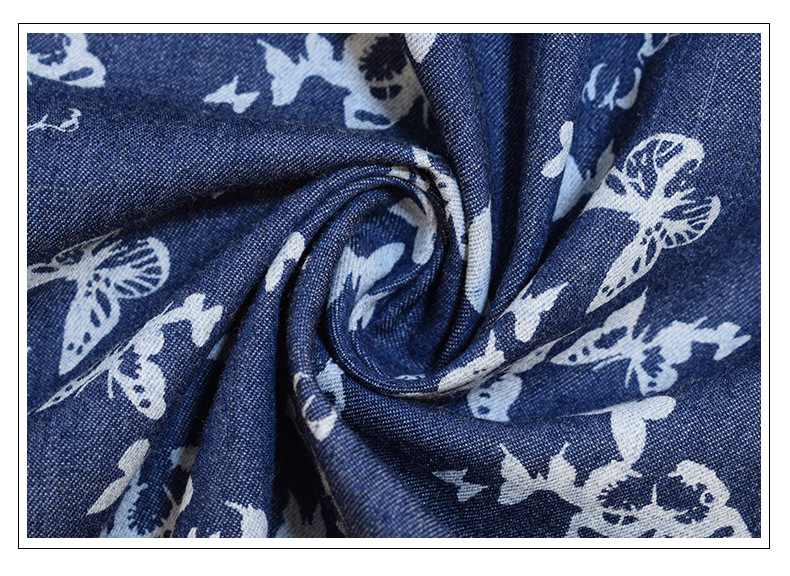 薄款衬衫牛仔面料 雕印印花牛仔布 夏季男女裤装时装工作服面料