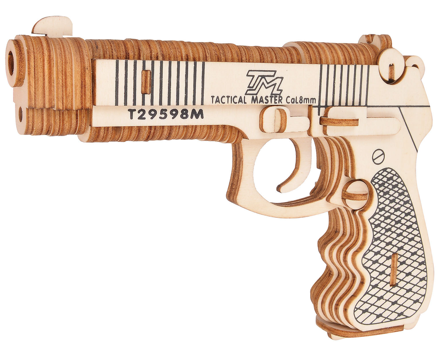 jg左轮手枪立体拼装 激光切割木质制拼图 diy立体军事模型玩具