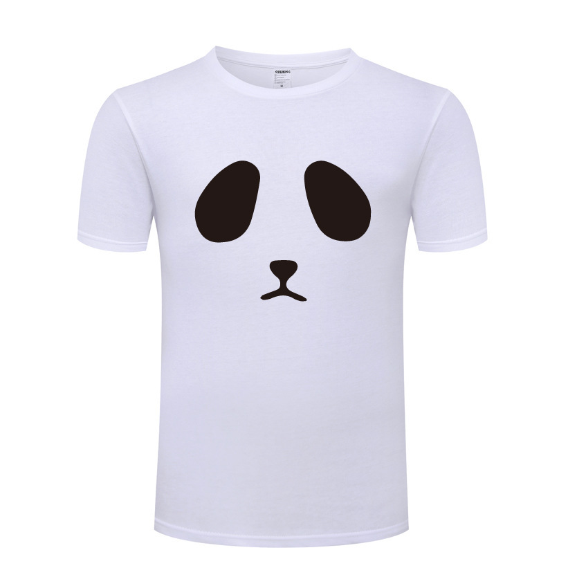 纯棉短袖儿童t恤童装 熊猫表情 panda 卡通 男女童中大童t恤亲子