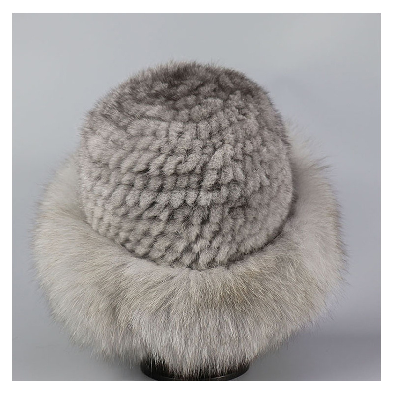 供应2020水貂帽子潮款冬保暖水貂编织狐狸毛皮草帽子女士韩版