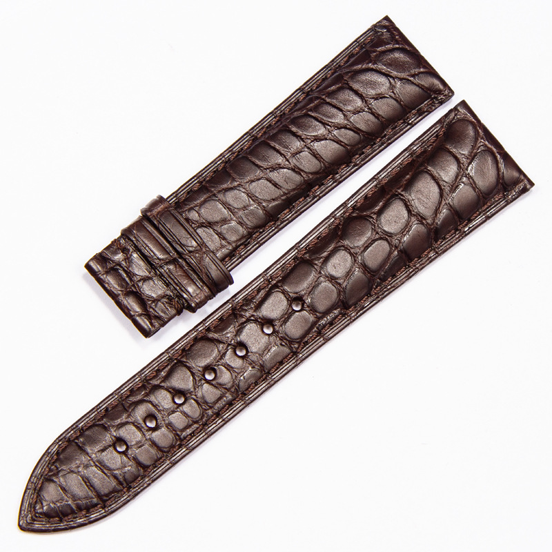 圆纹尼罗美洲鳄鱼皮表带订做 高档手表皮带名牌表链黑棕18 20mm
