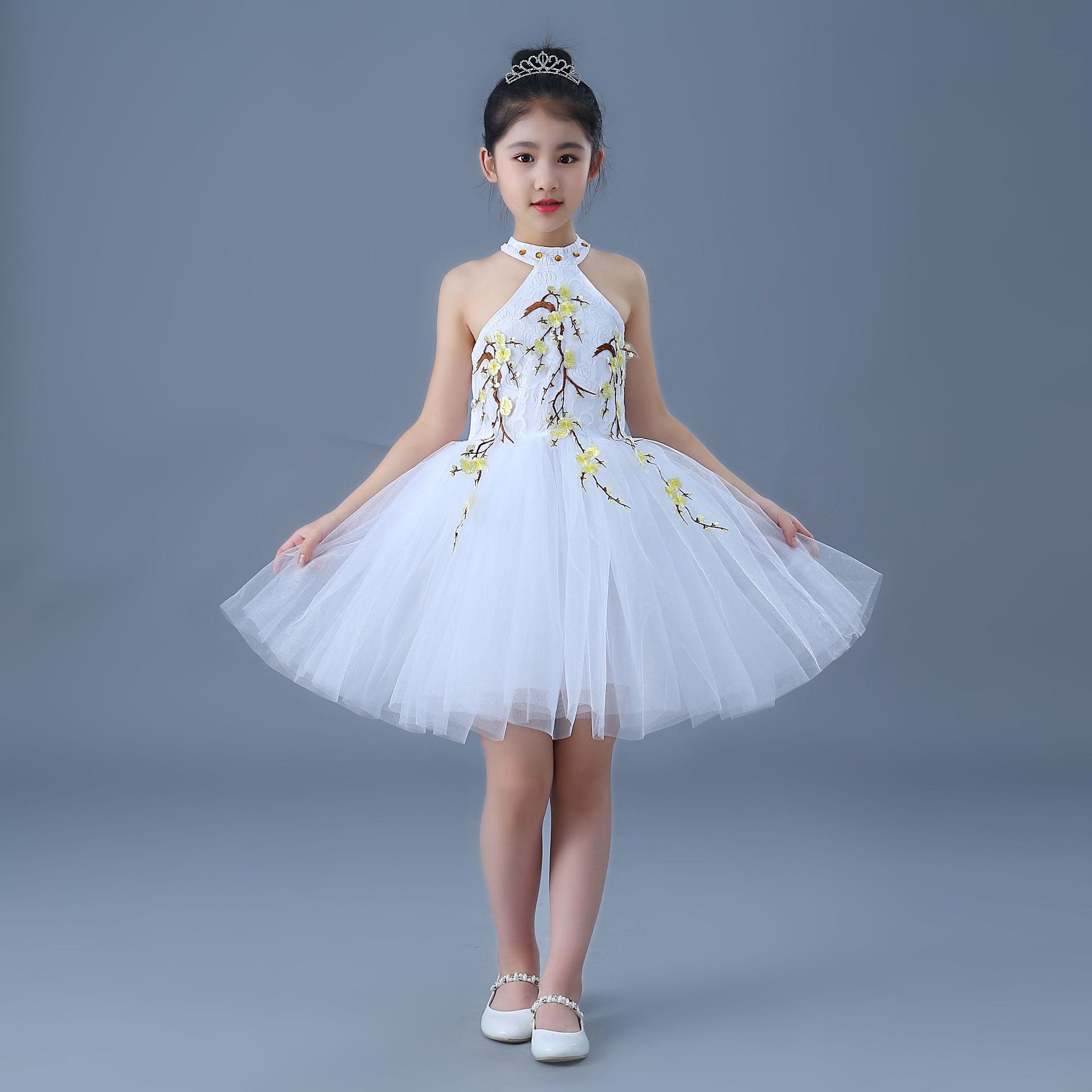 儿童大合唱演出服男女诗歌朗诵女童公主蓬蓬纱裙舞蹈裙古筝表演服