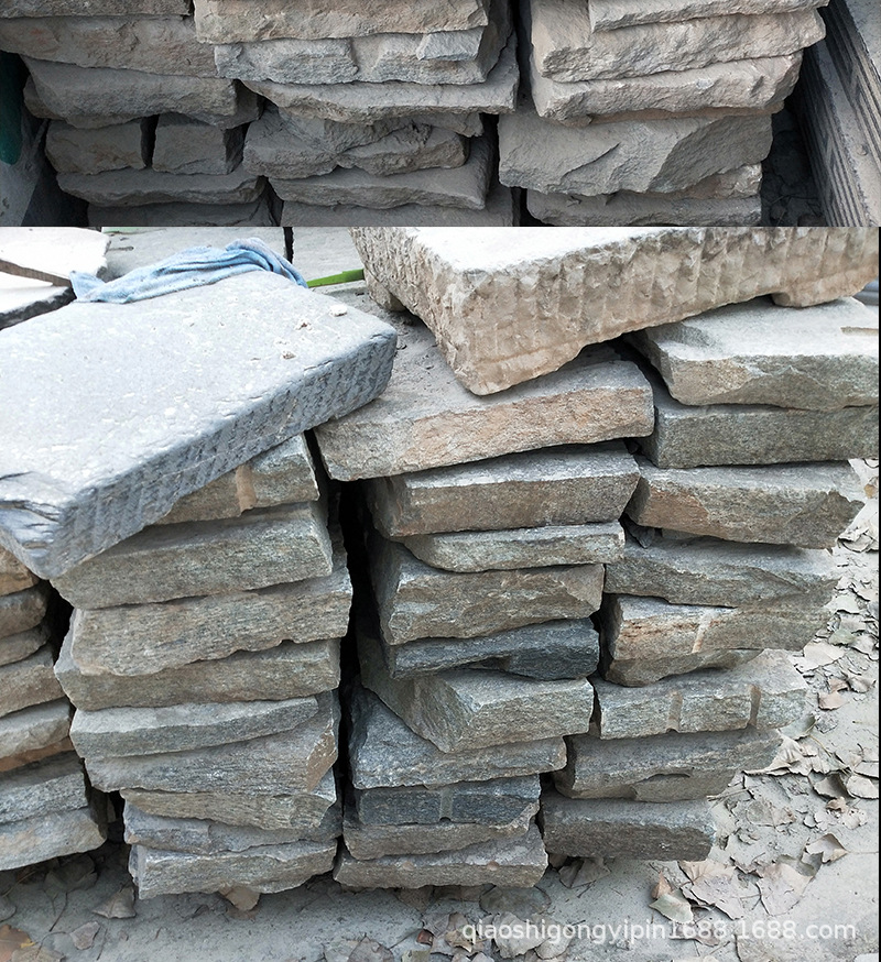 老石板铺路石仿古踏汀步石民间天然毛石旧石条公园草坪铺地石定制