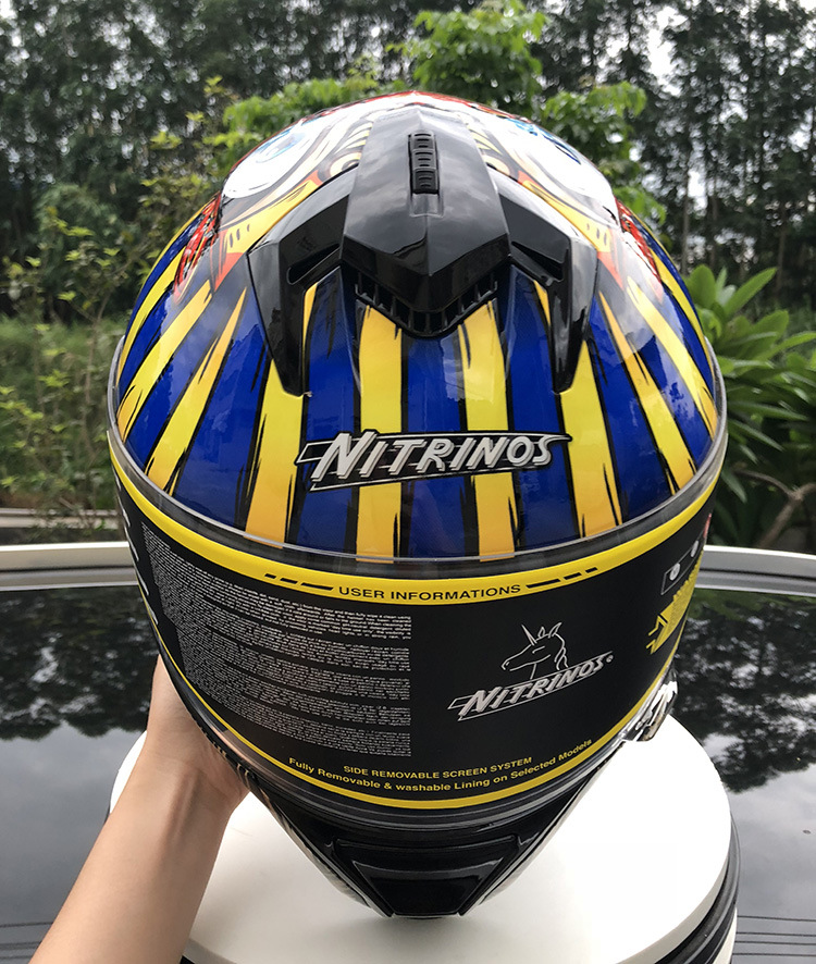 厂家批发直销nitrinos摩托车头盔双镜片四季机车赛车全盔安全帽
