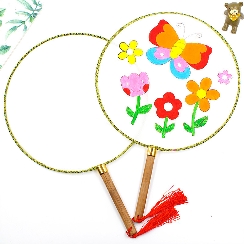 空白团扇*宫扇*圆扇*diy绘画扇子白色扇子*加厚高品质*厂家现货*