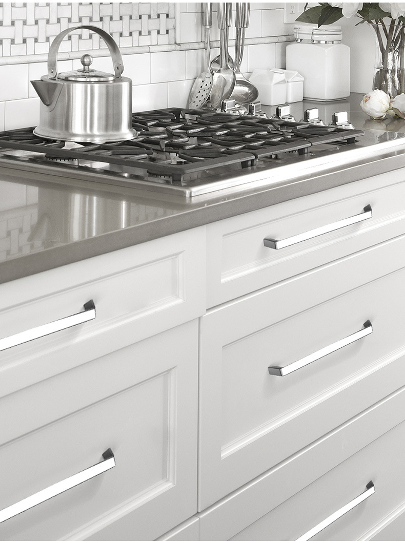 橱柜把手黑色现代简约 衣柜柜门拉手抽屉亮光金属锌合金美式家具