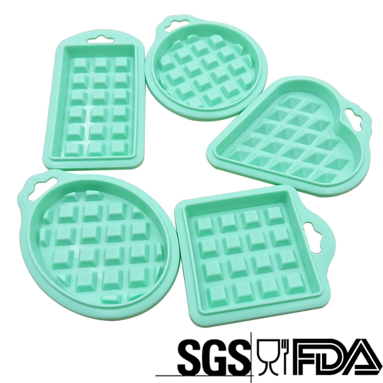 New 5-Piece Silicone Cake Mold Small Waffle Platinum Silicone Waffle Mold Household Baking Mold