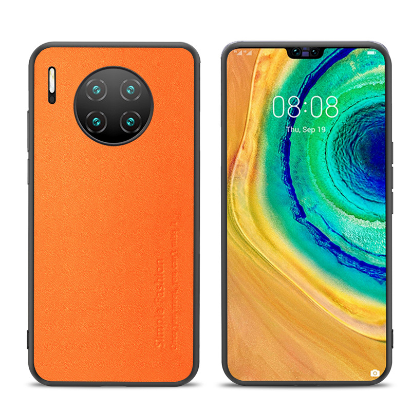 华为mate30纳帕纹牛皮手机后壳超薄商务mate30 pro全包防摔保护壳