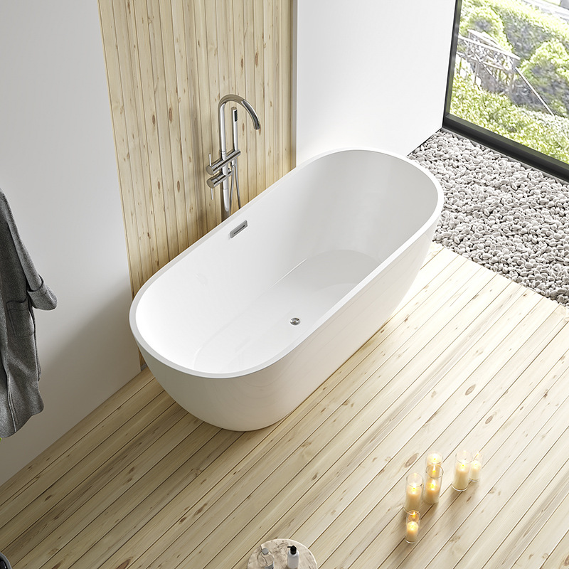 亚克力独立式无缝一体浴缸酒店成人家用工程浴缸双层保温日式浴盆