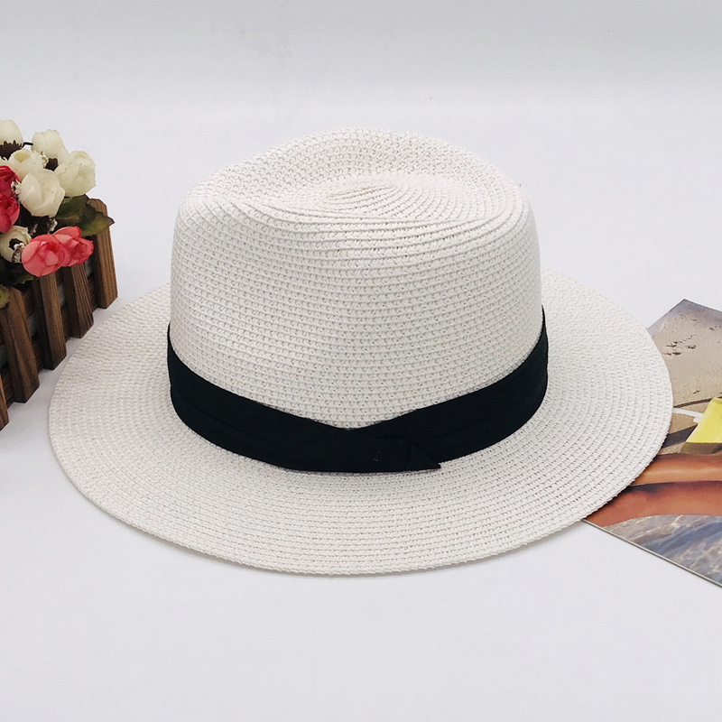 Factory-Produced Panama Straw Hat Women's Summer Hat Korean-Style White Straw Sun Hat Amazon Cross-Border Supply