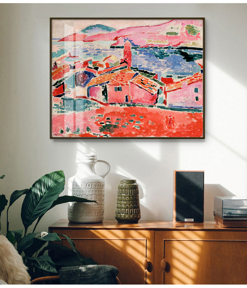 野兽派抽象艺术装饰画美式乡村风客厅餐厅小众挂画 马蒂斯-红房子