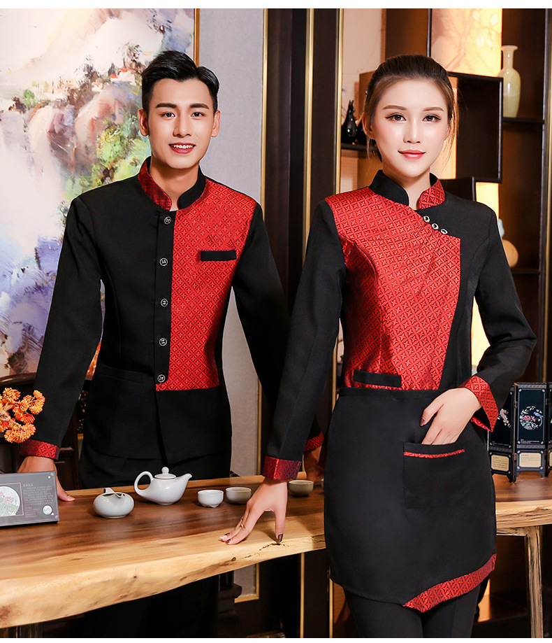 酒店餐饮火锅店服务员工作服秋冬款烤肉店酒楼前台男女长袖工装服