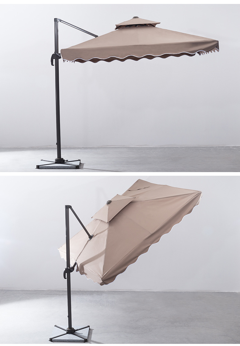 休闲沙滩伞 铝合金双顶罗马伞户外庭院伞 方形户外遮阳大伞定制