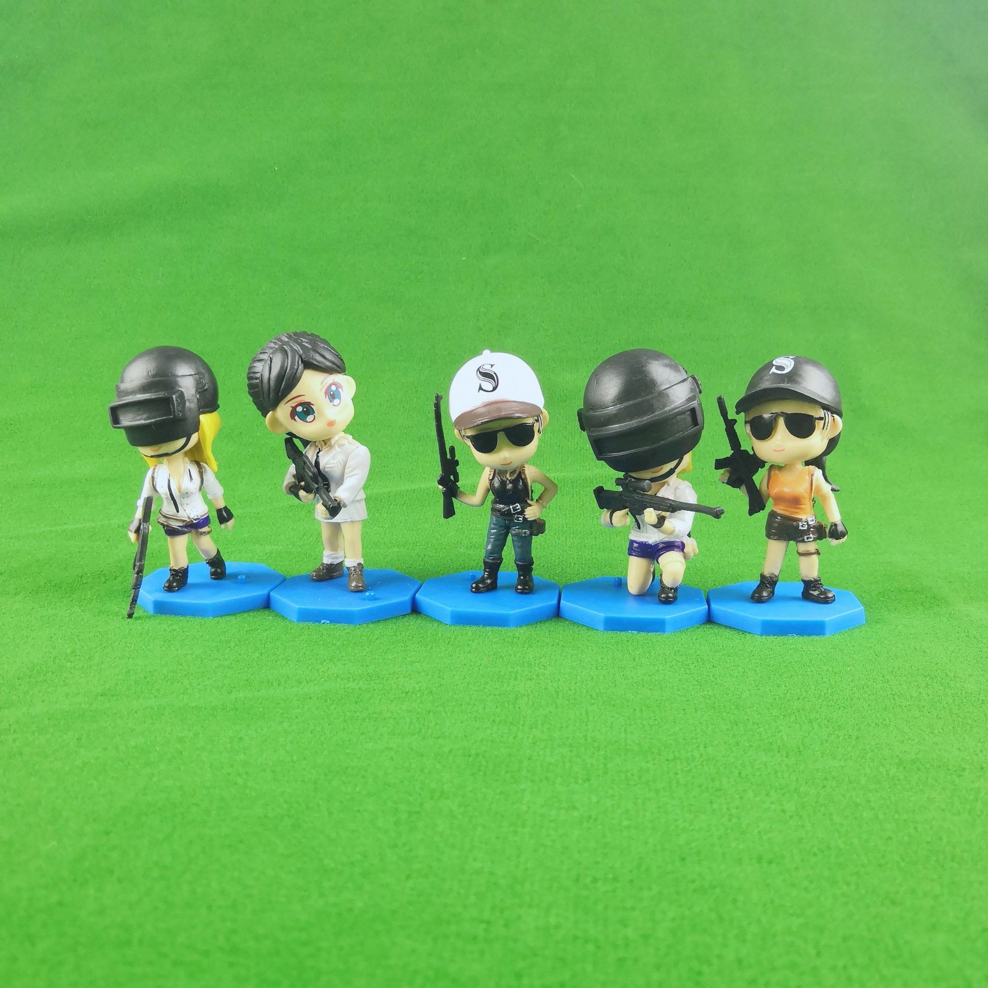 q版吃鸡公仔8件套 烘焙生日蛋糕装饰摆件 创意车载模型手办