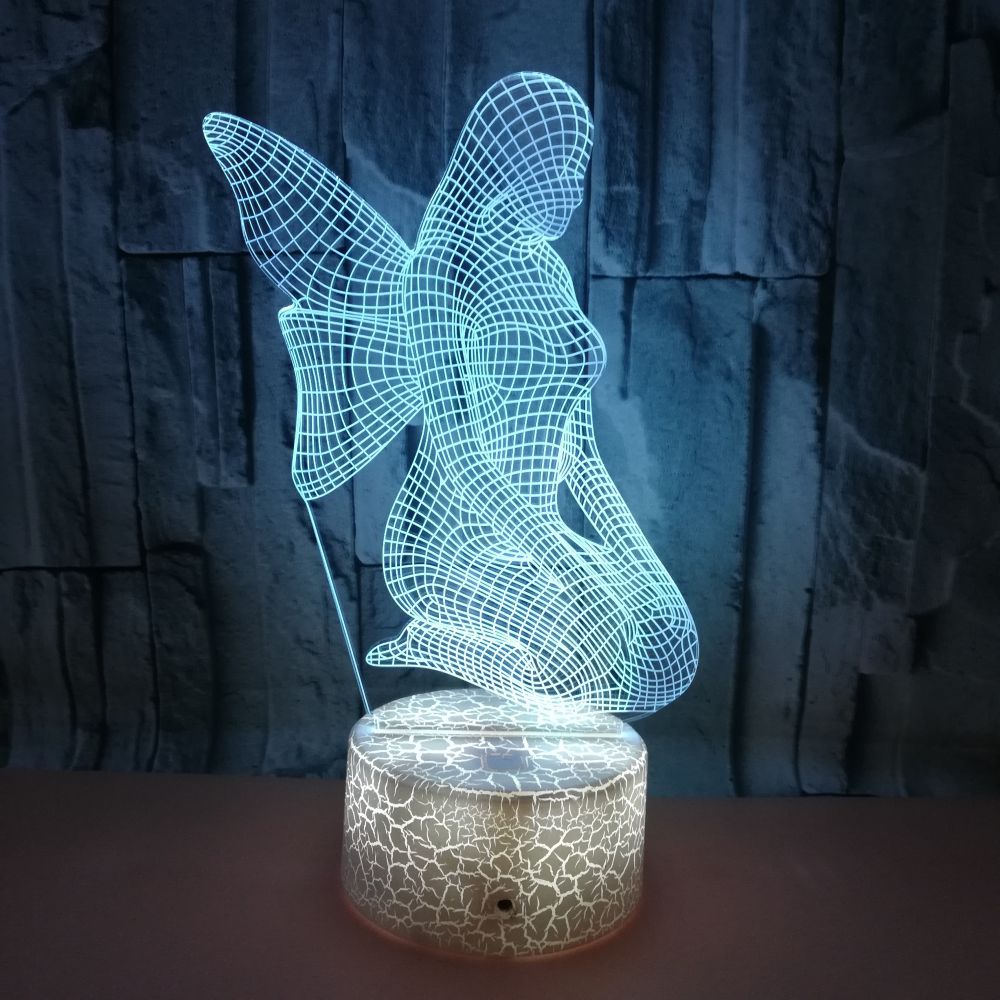 新款七彩3d灯 usb led视觉立体灯触摸开关3d小夜灯天使人物定制