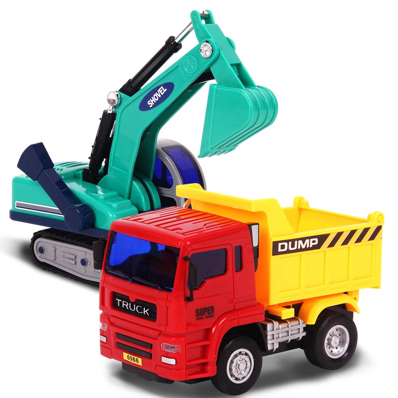 乐飞7811 热卖商场同款 儿童翻斗车挖掘车仿真工程车模型玩具套装
