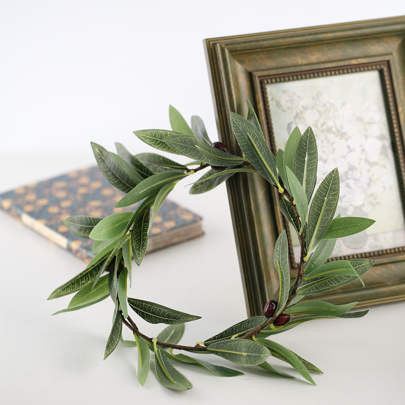 希腊女神仿真橄榄叶花环 浆果橄榄枝头饰摄影度假旅游配饰
