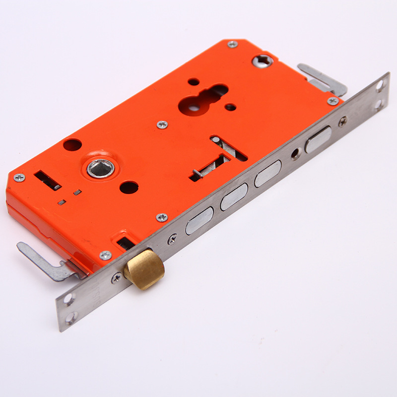 现代简约防盗门锁体不锈钢厚舌锁体红色方形多功能锁具批发定制