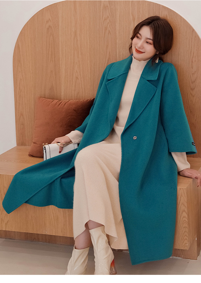 2019秋冬新款双面纯羊毛大衣女宽松羊毛呢外套加长款厚羊毛呢大衣