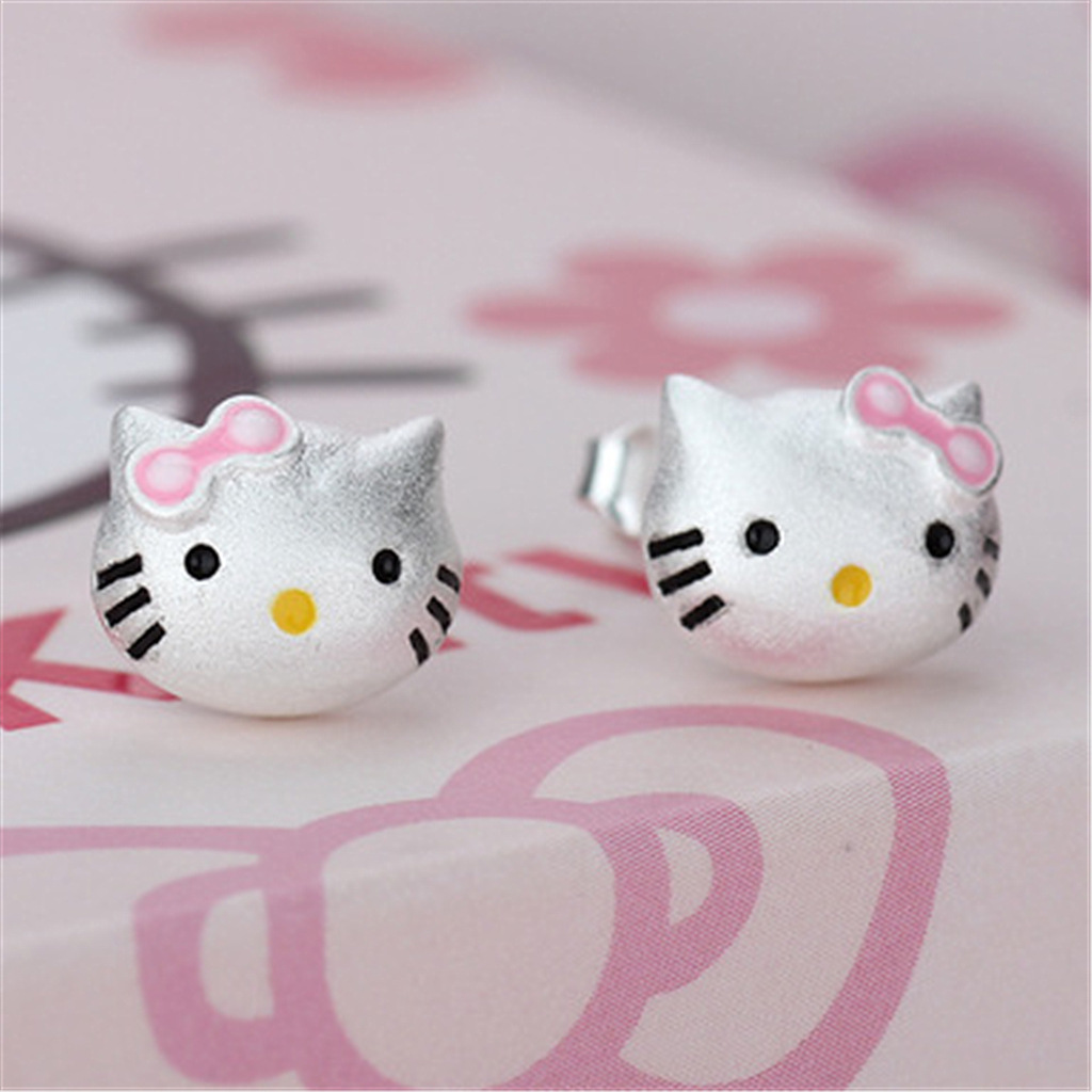 金嘉华 韩版卡通猫耳钉hellokitty kt猫耳钉 日韩潮流卡通耳钉