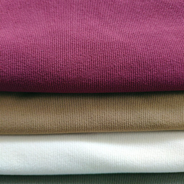 厂家定制 21坑细条仿棉灯芯绒布 涤纶针织经编抽条服装家纺面料