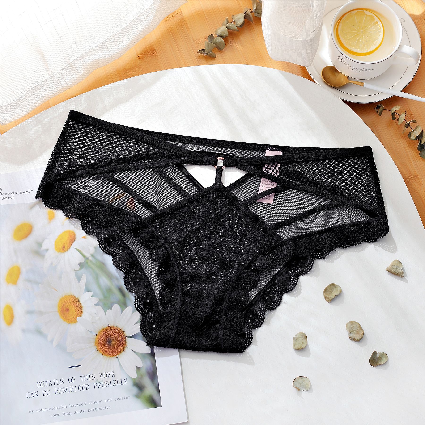 网纱蕾丝性感无痕女士三角裤 加肥加大码性感透明蕾丝内裤女批发