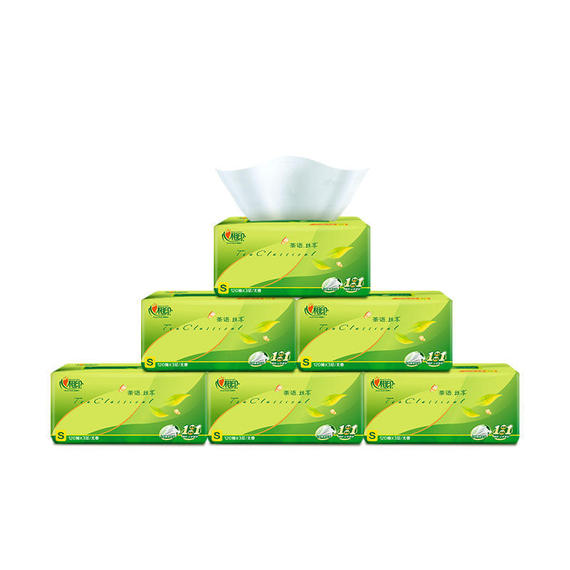 心相印抽纸茶语纸巾家用纸抽 6包装批发三层原木纸130抽dt151306b