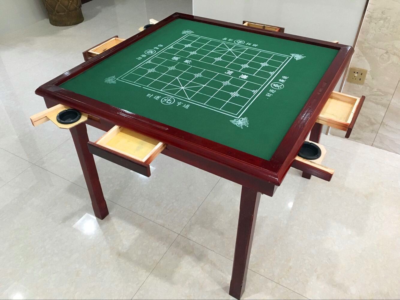 万顺象棋桌 折叠麻将桌手搓手动 麻将台 棋牌桌 木头材料 免安装