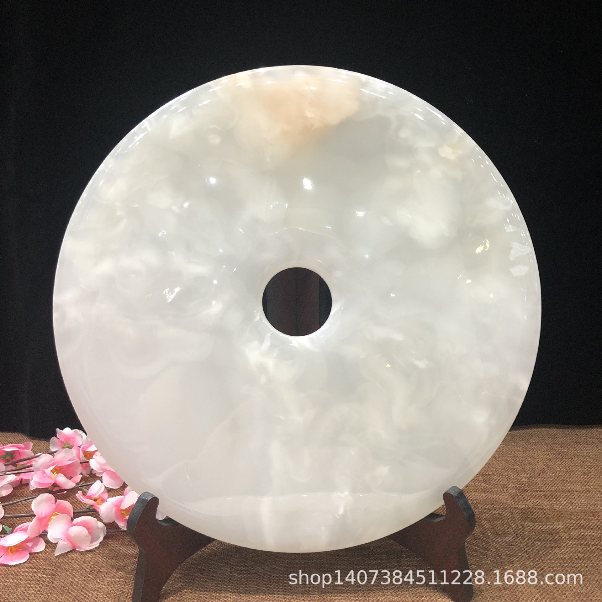 bzhao宝兆 平安扣摆件天然工艺品中式家用客厅乔迁新居白冰玉玉石