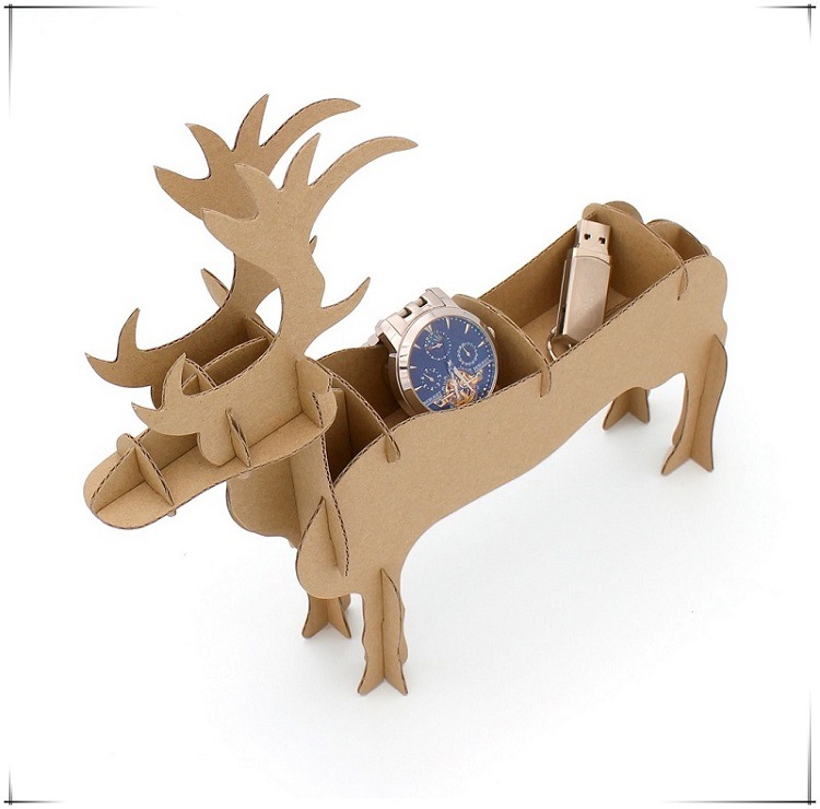 跨境热销 创意动物整理收纳盒3d瓦楞纸立体拼图 环保摆件厂家定制