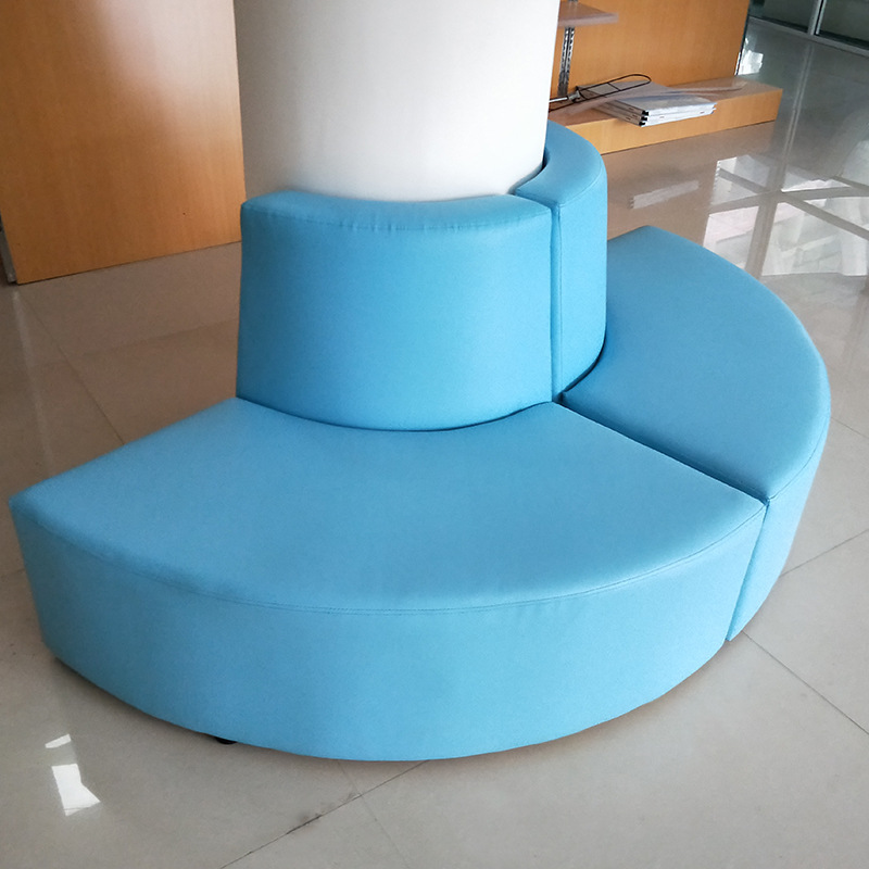 包柱子沙发圆形柱子软包沙发定制课堂大厅组合沙发亲子园沙发