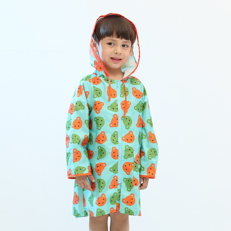 lindamomo 儿童雨衣 韩款小熊印花 幼儿小学生雨披雨具 男女童款