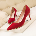 6289-19欧美风时尚简约职业ol女鞋单鞋高跟尖头性感铆钉高跟鞋女