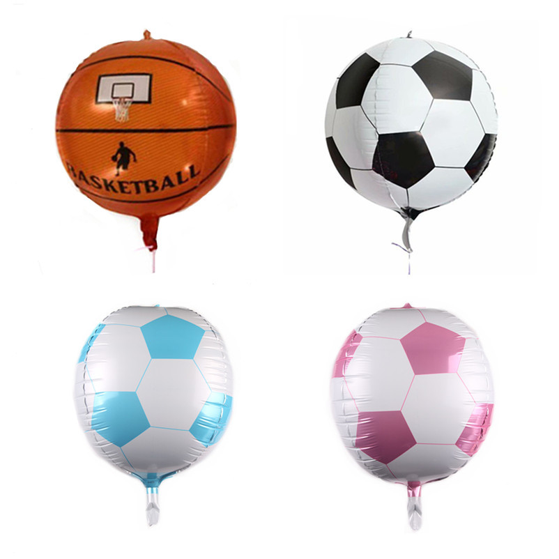 New 22-Inch 4D Basketball Football Three-Dimensional Balloon Birthday Party Aluminum Foil Balloon Wholesale Basketball Shape Balloon