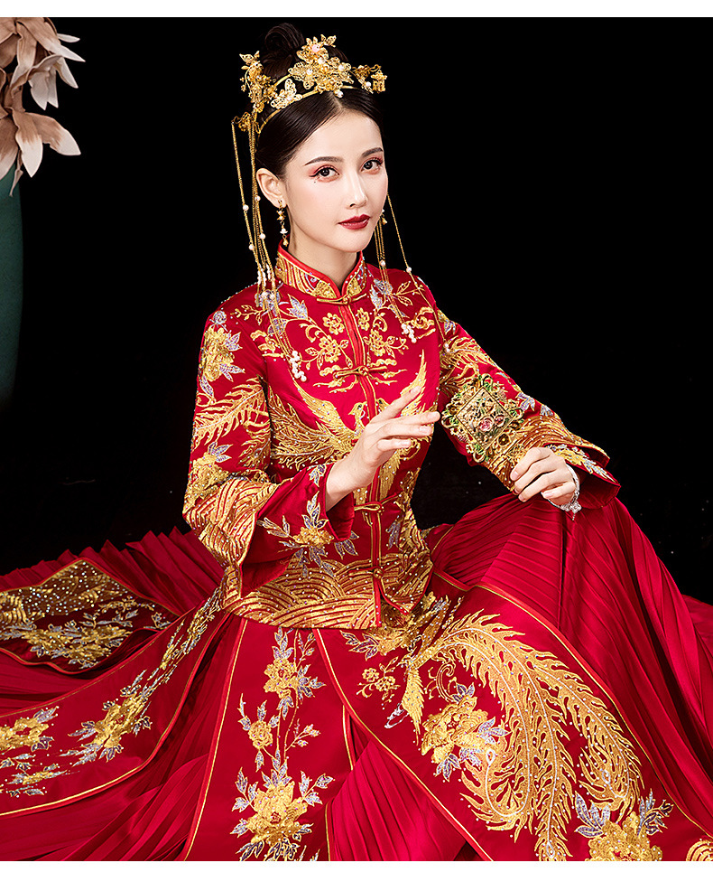 秀禾服新娘2021新款婚纱中国风凤冠霞帔古装嫁衣结婚敬酒服女秀和