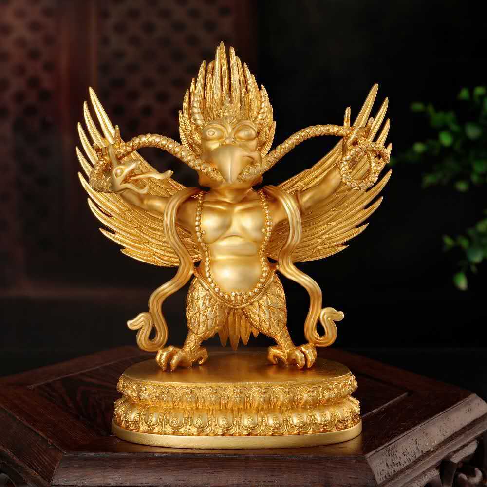 纯铜大鹏鸟摆件金翅迦楼罗前护法尼泊尔复古工艺