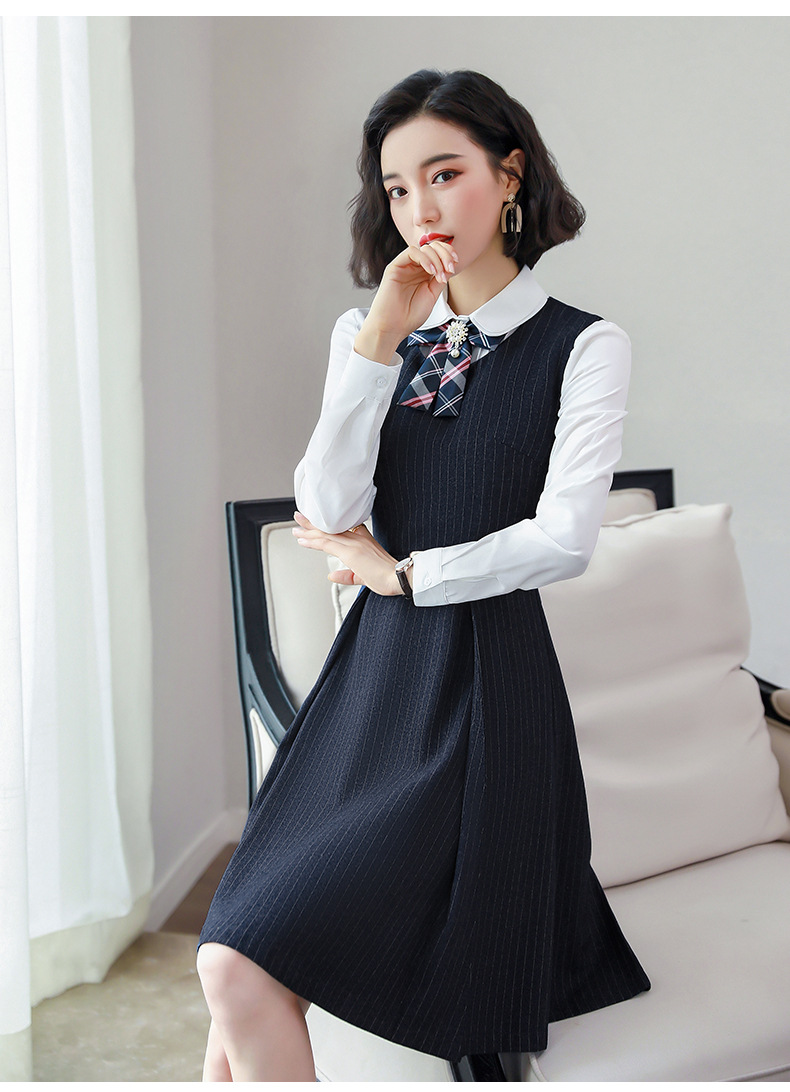 幼师职业套装秋连衣裙教师园服女校服幼儿园老师服装连衣裙工作服