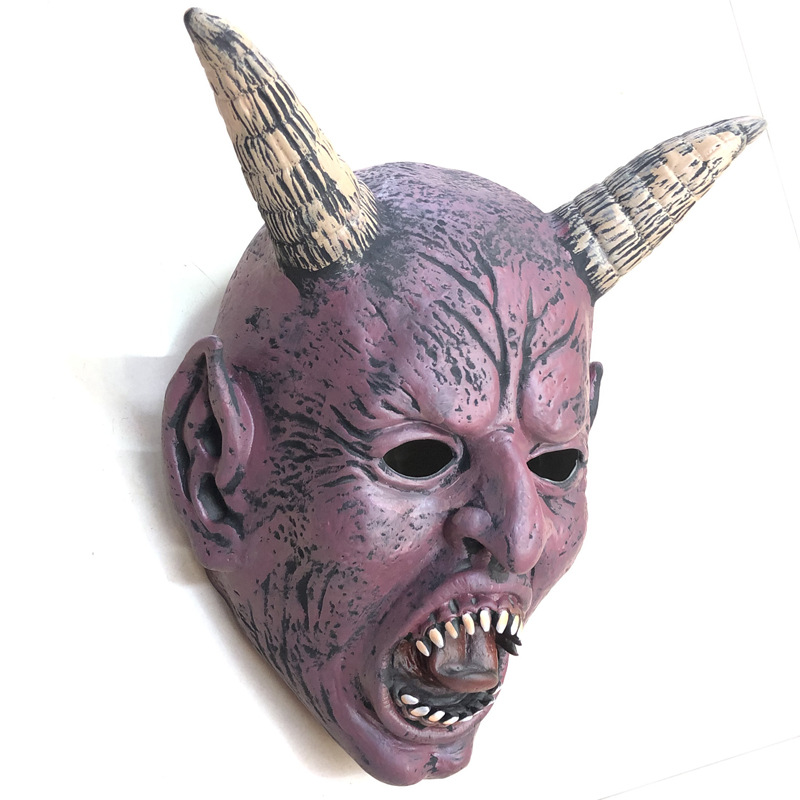 狂欢节高档乳胶逼真撒旦魔王愚人万圣节舞会演出道具恐怖鬼面具
