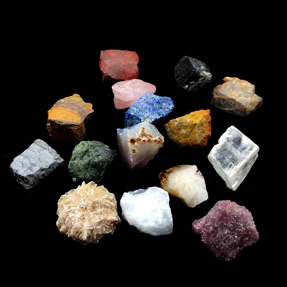跨境新品天然宝石15种混合矿物岩石标本原石地质教学材料儿童礼物