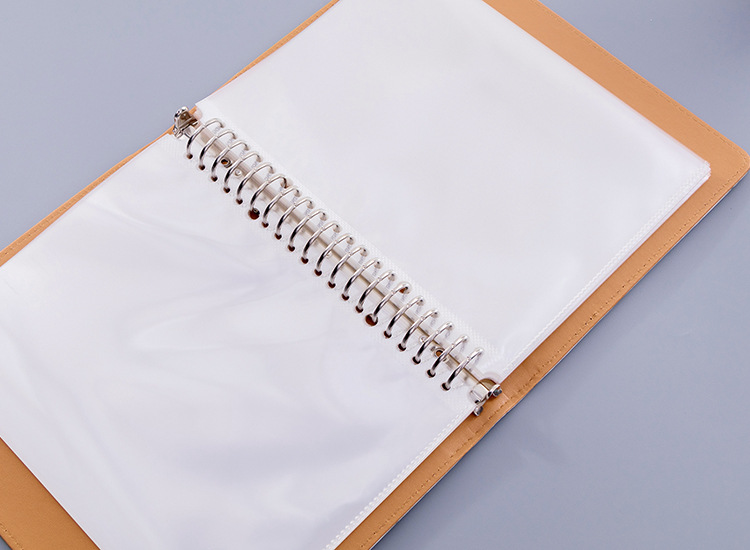 高档a5/100页大理石纹路资料册插页文件夹20孔o型活页册定制logo