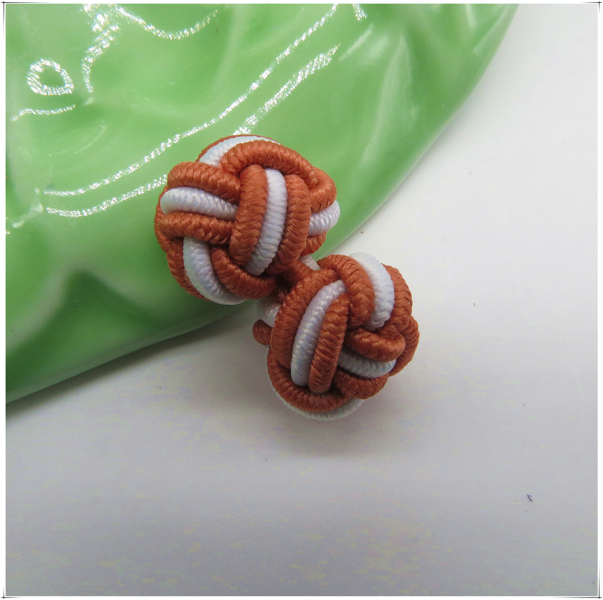 纯手工袖扣橡皮筋盘扣传统中国结编织绳扣波子两色双球松紧扣