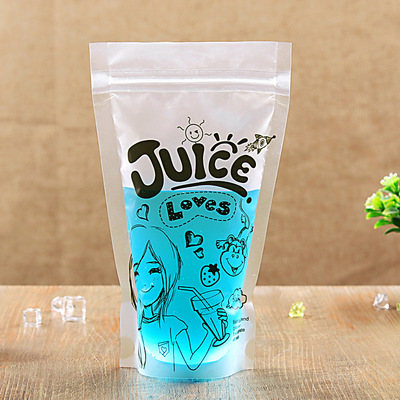 13*20 果汁饮料自封袋 磨砂饮料袋 饮料图案包装袋500ml