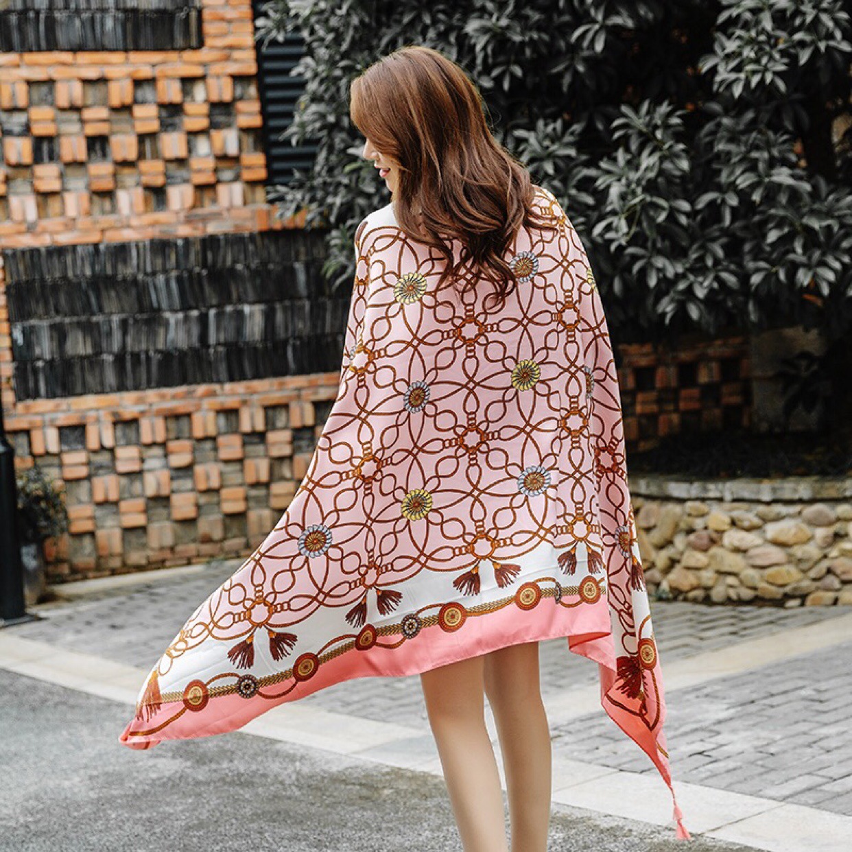 春夏民族风防晒披肩少女空调防晒纱巾丝巾 女复古仿棉麻围巾披肩