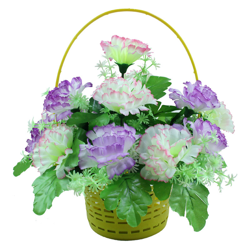 绢花康乃馨花篮清明节花仿真花扫墓花便宜上坟花祭祀花摆放花批发