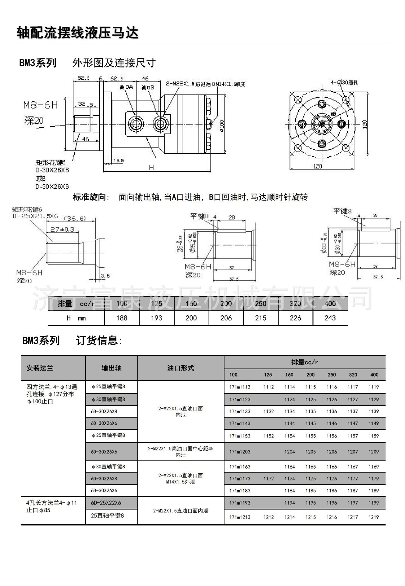bm3系列摆线液压马达(加强型) 用于石油 小型吊车 厂家直销