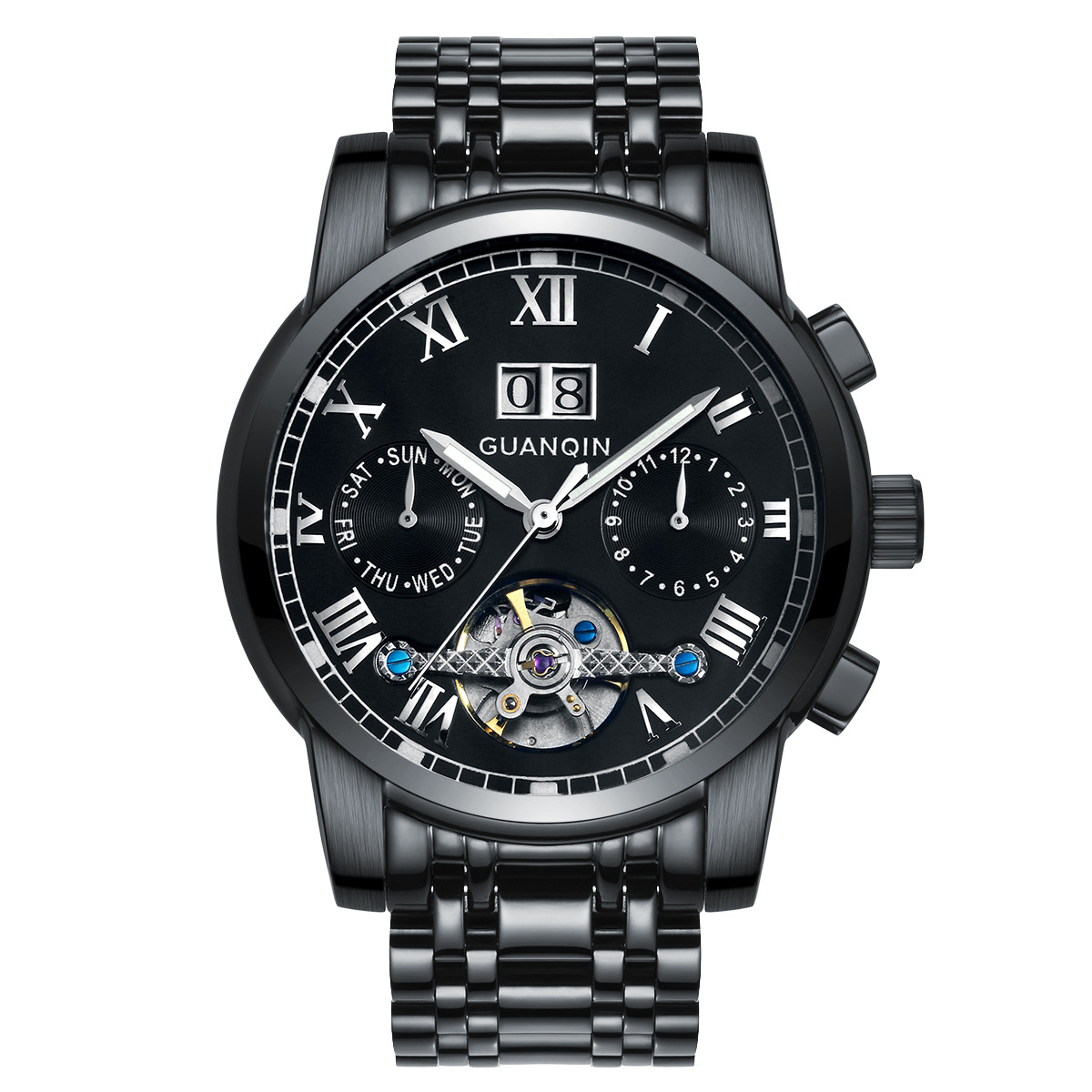 冠琴gj16031钢带陀飞轮全自动机械表商务时尚水男士手表