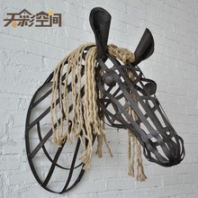 美式复古墙饰壁饰铁艺壁挂马头摆件挂件鹿头墙上创意动物酒吧装饰