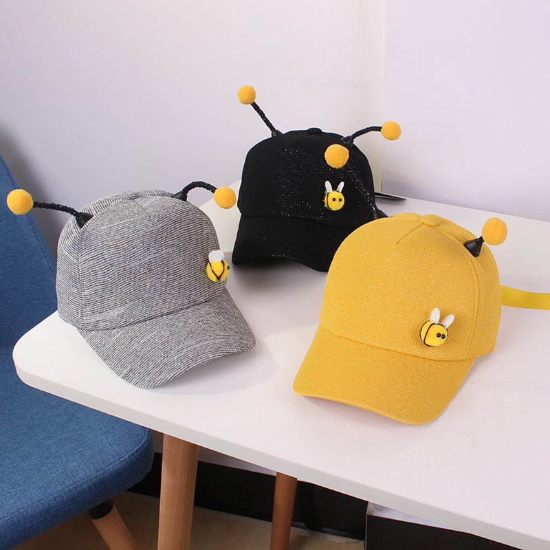 春夏季儿童棒球帽卡通蜜蜂帽子男女童鸭舌帽百搭遮阳帽子可爱帽子